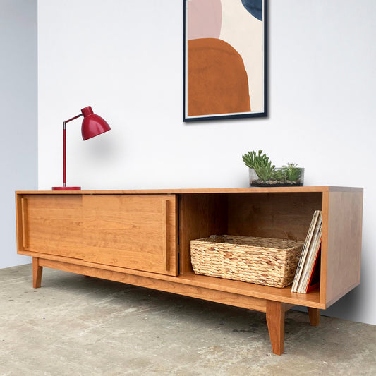 Kasse Credenza - Solid Cherry - Clear Finish - Solid wood base 75L x 19W x 24H